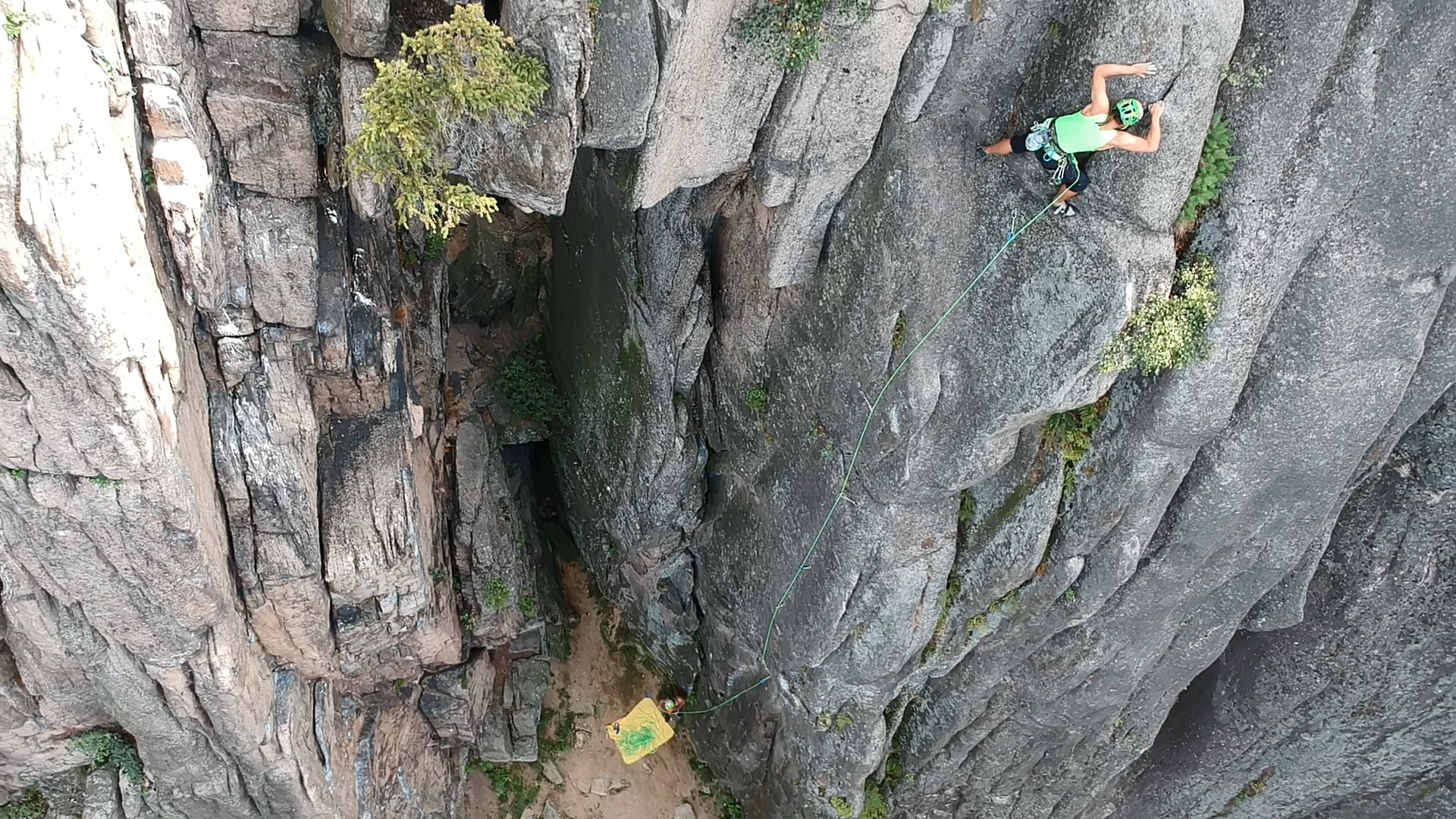 Adam Bieecki sport climbing at a local crag in Poland