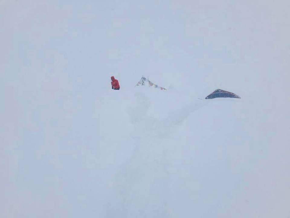Simone Moro Base Camp in winter Manaslu
