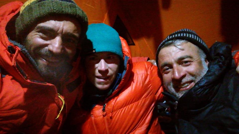 Winter Nanga Parbat team members Daniele Nardi (left), Tom Ballard (centre) and Rahmat Ullah Baig.