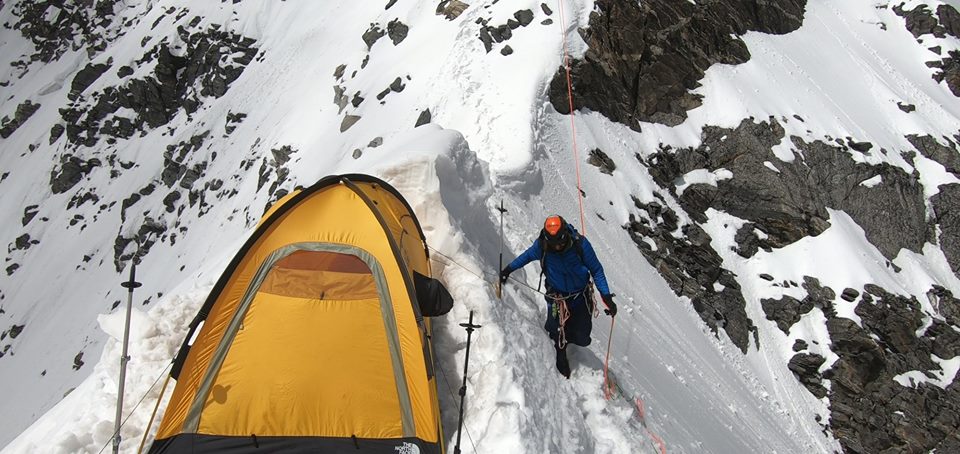 Camp 1 on Langtang Lirung. Image by Adam Bielecki and Felix Berg.