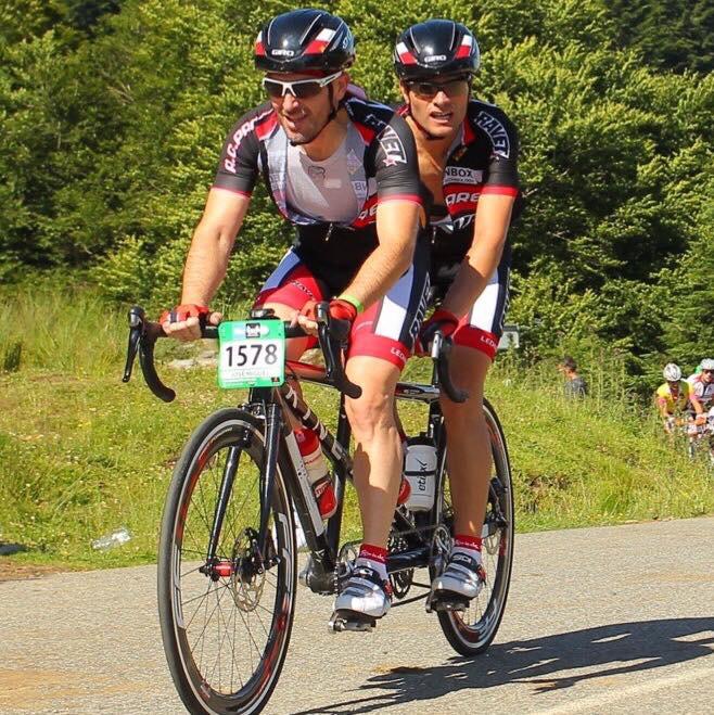 Sergi Mingote teaming up with a visually unpaired sportman on a tandem.