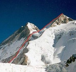 New route planned by Denis Urubko on Gasherbrum II. Photo: Urubko's Facebook