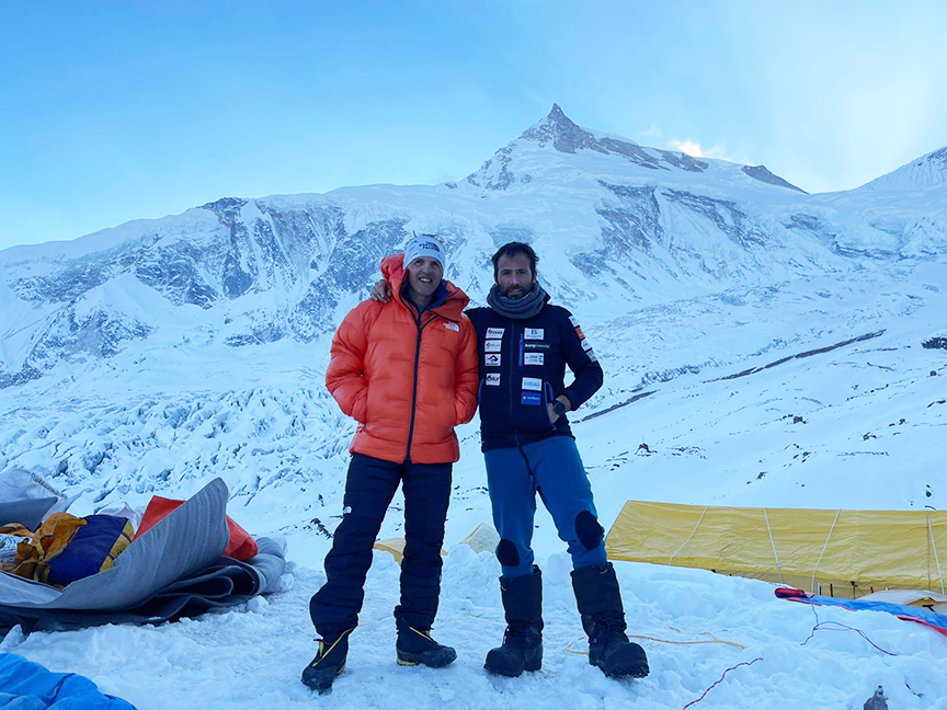 Partners Moro and Txikon in Base Camp