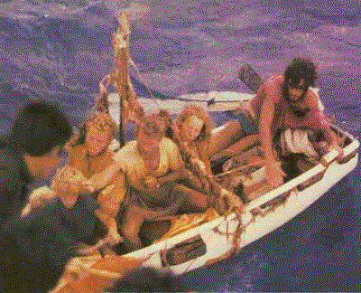 Robertson family at the moment of rescue