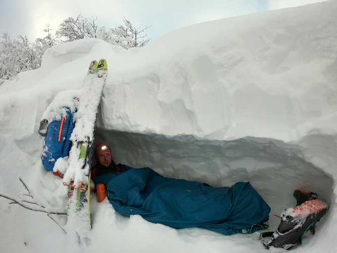 In a snow cave