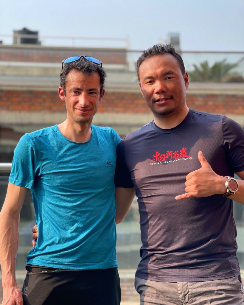 A portrait of Kilian Jornet and Dawa Sherpa in Kathmandu