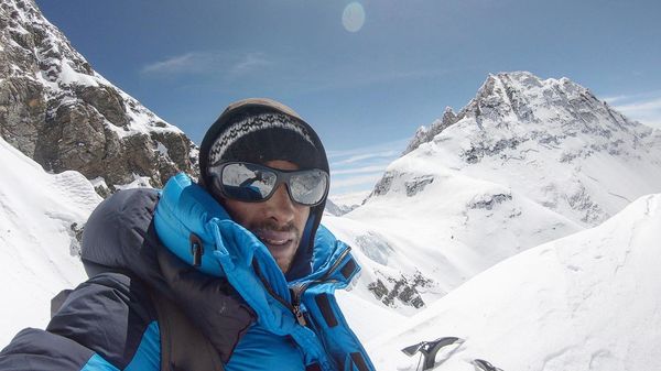 Kilian Jornet selfie on snowy mountain