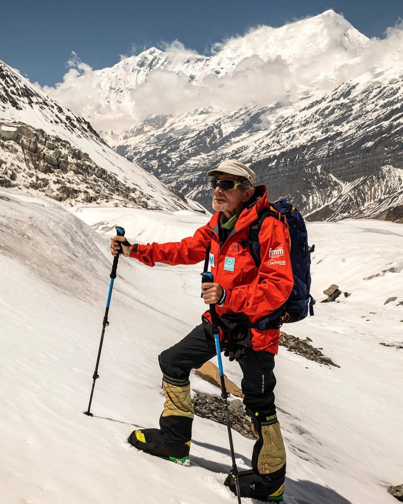 82-year-old climbers on a snowy Dhaulagiri slope