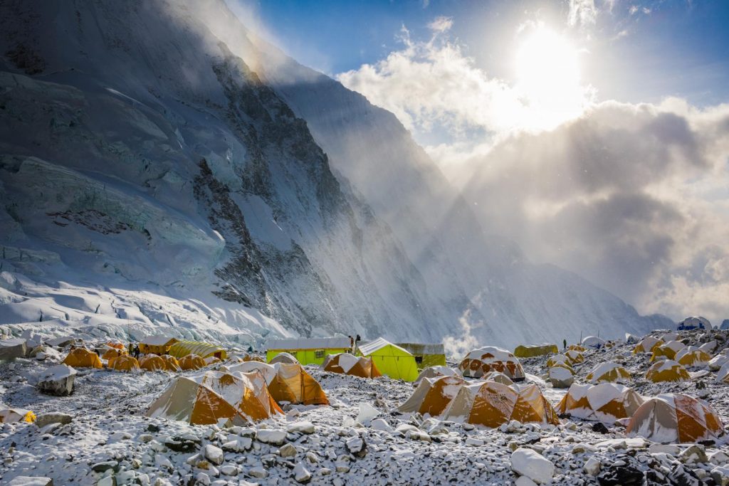 The Western Cwm on Everest, with a sea of tents