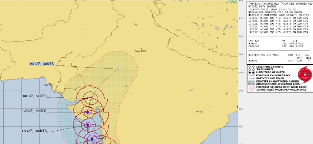 Weather map ofacyclone in western India