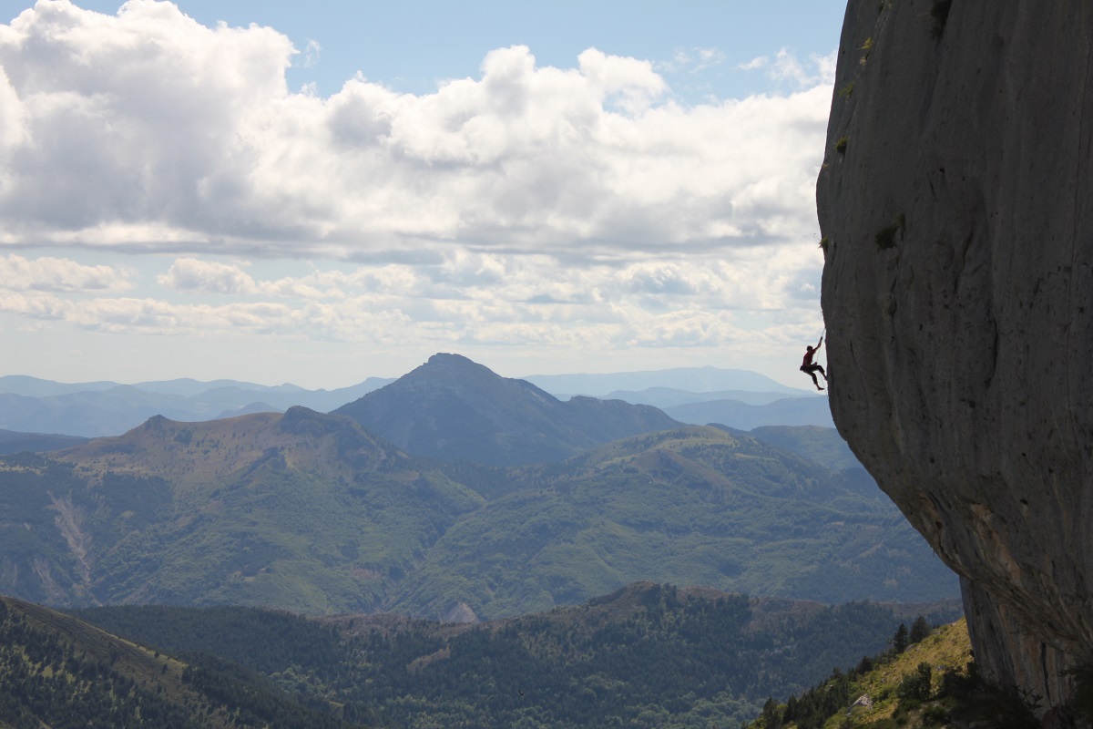 A man takes on an advanced-level sport climbing route in Ceuse, France — home to some of the world's most difficult routes. Photo: Shutterstock