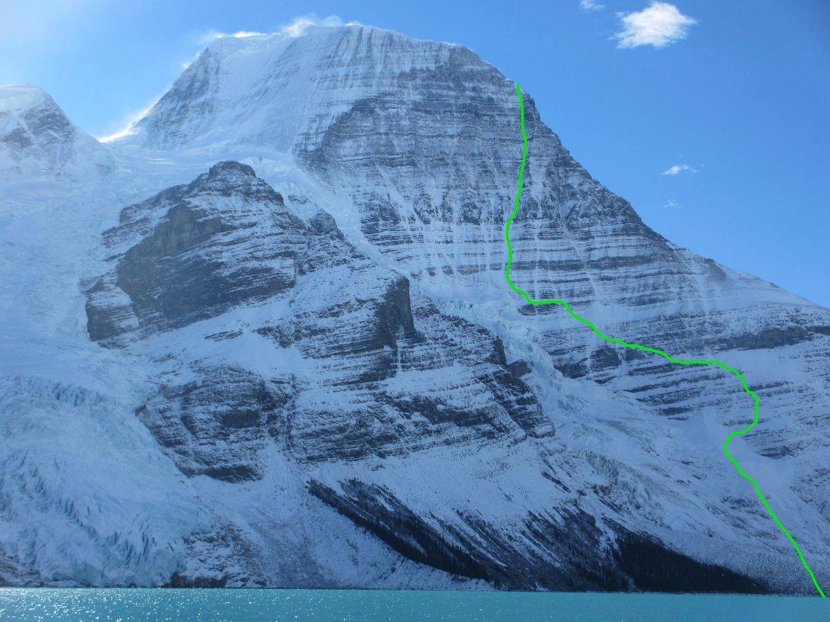 Running in the Shadows route on Mt Robson