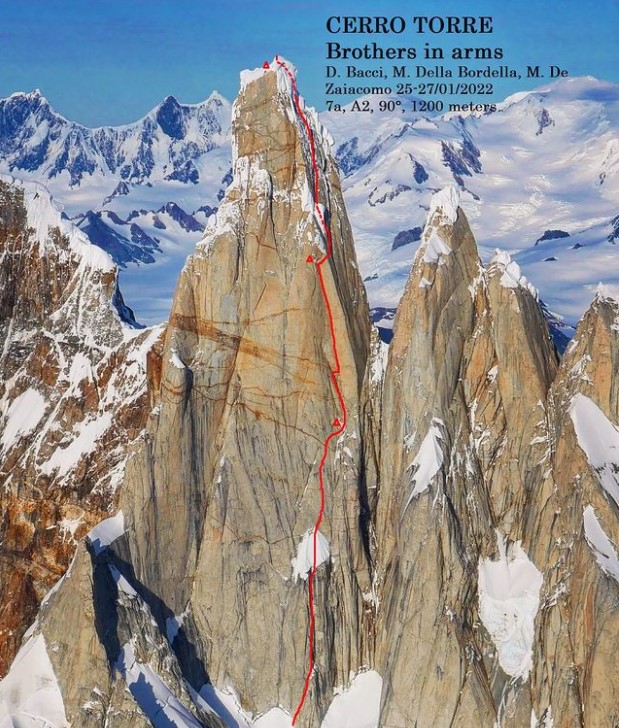 Cerro Torre Brothers In Arms route in Patagonia