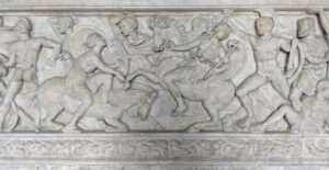 frieze showing Amazons fighting