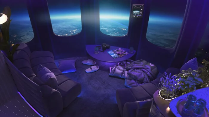 rendering of the inside of a space capsule