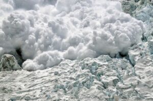 Avalanche in the Khumbu Icefall.