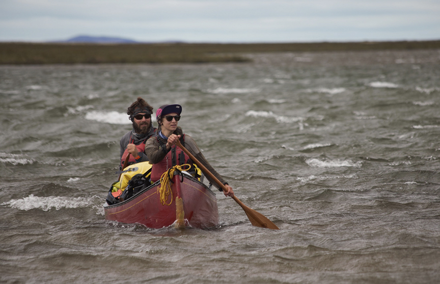 Moreau and Chagnon in a canoe in 2021.