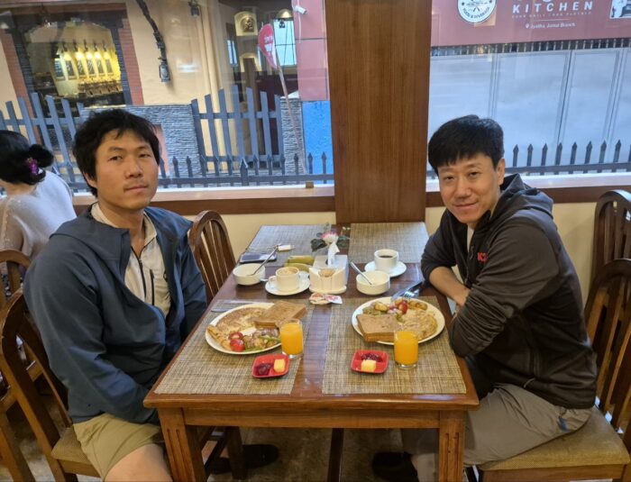 The korean climbers at a restaurant in Kathmandu.