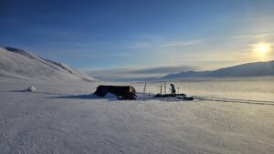Tent in snowy arctic scene