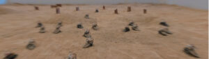The cyborg cockroaches move over the sand