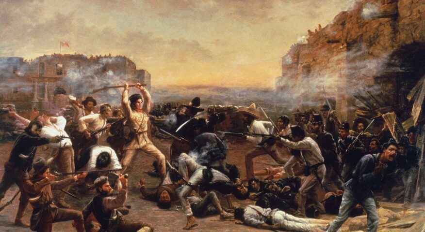 painting showing the fall of the Alamo