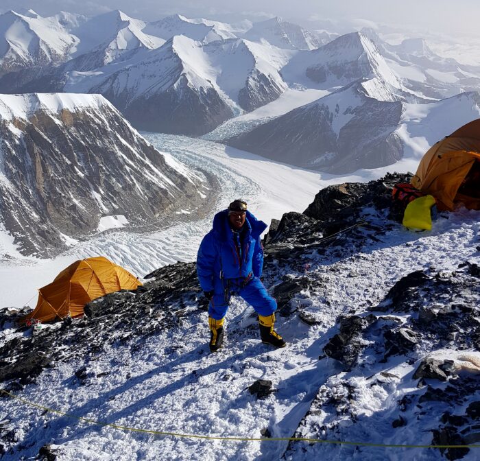 A higher camp on the north side of Everest.