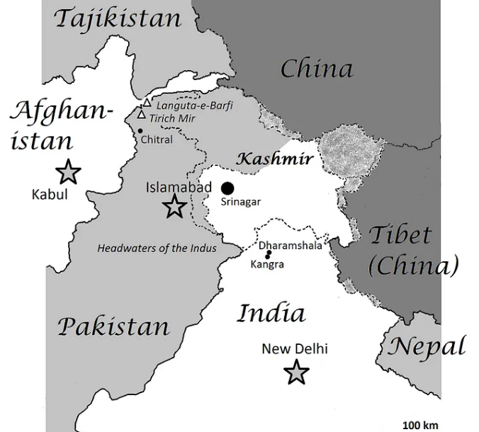 Tirich Mir's location in central Asia. 
