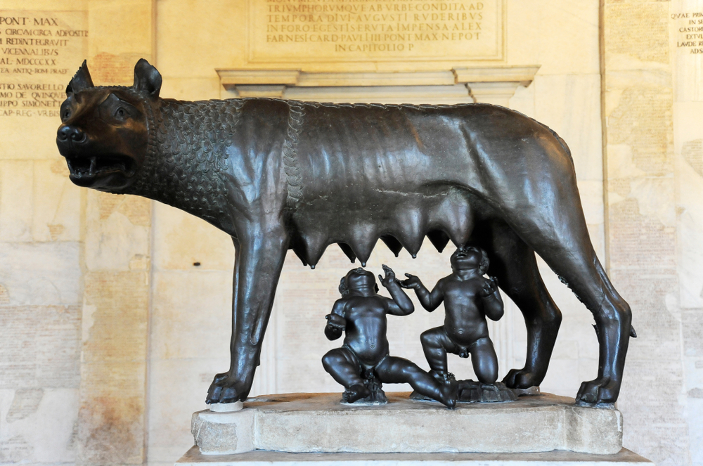 Statue of Romulus and Remus.