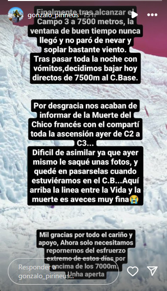 IG post with text in Spanish.
