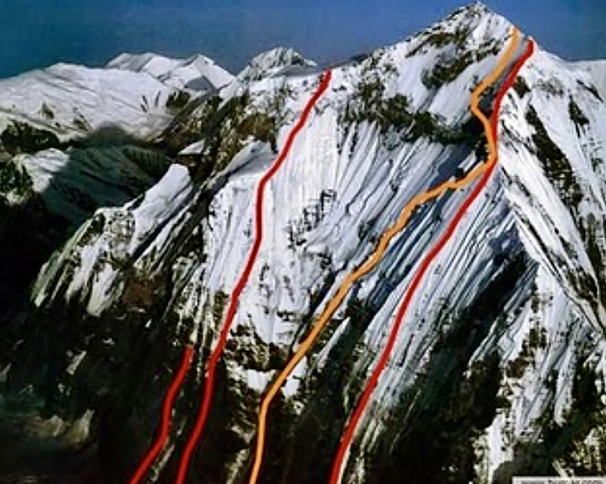 The four routes opened on the south face of Dhaulagiri I, but none of them ended on the summit. 