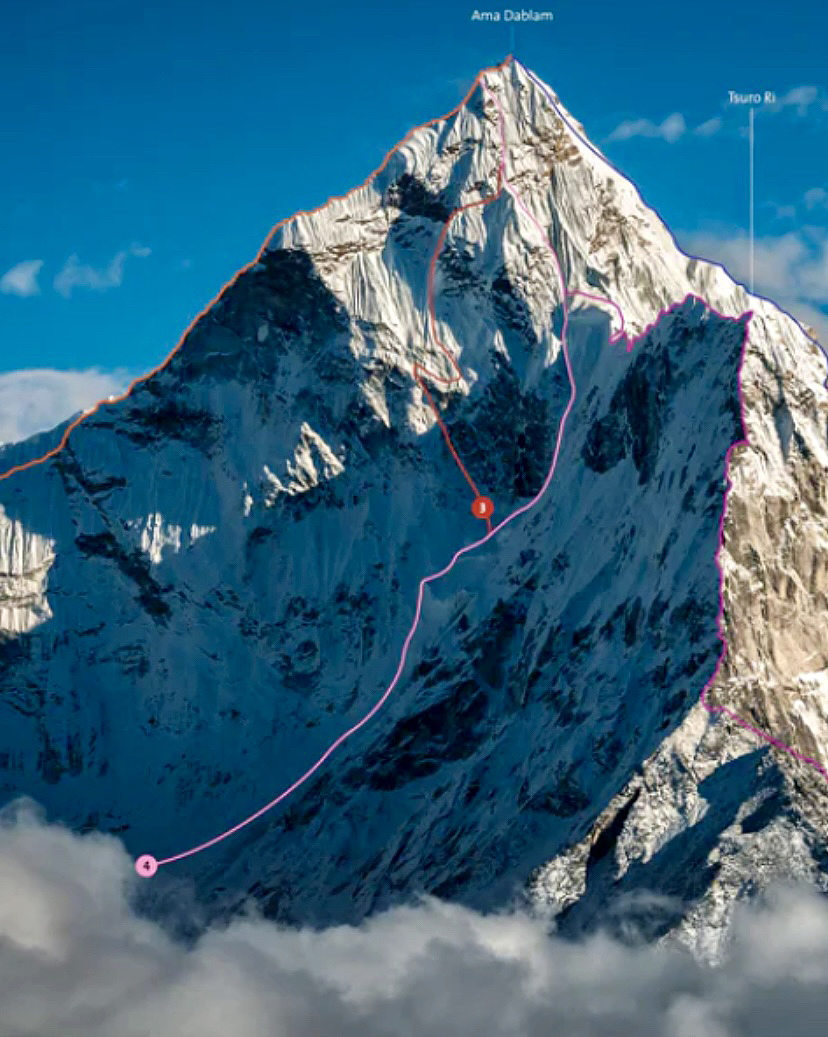 route map on Ama Dablam