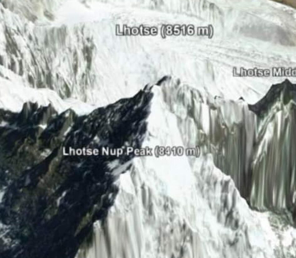 Lhotse and Lhotse Nup on Google Earth maps