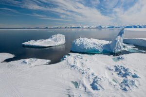 melting sea ice and open water