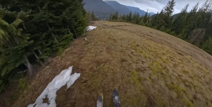a POV of skiing dirt
