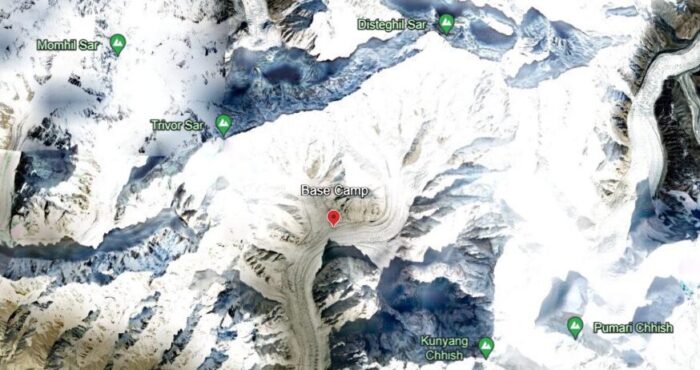 Millerioux and Graziani's Base Camp in Pakitan Shiman mountains located on Google Earth