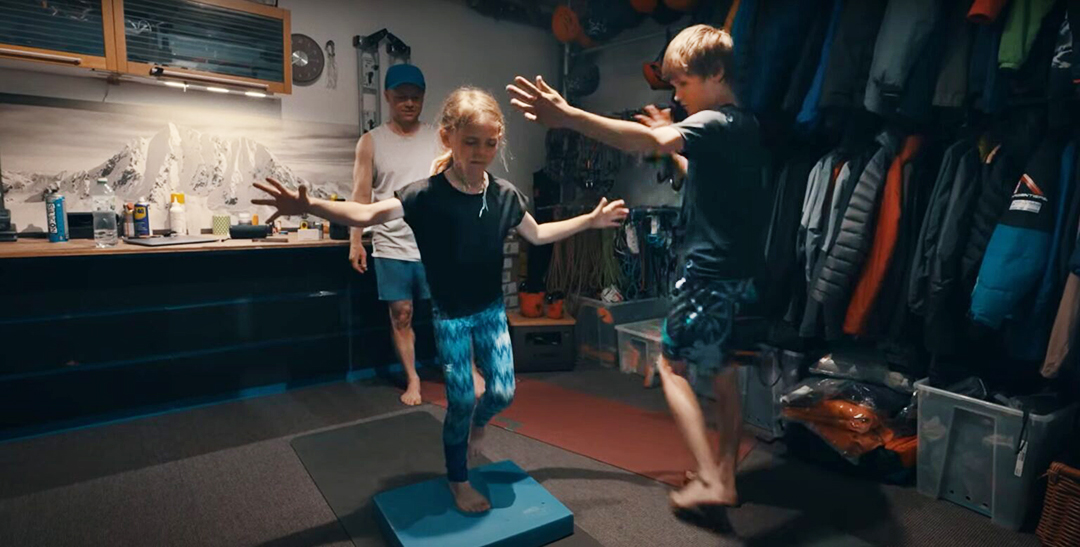a family in a home gym