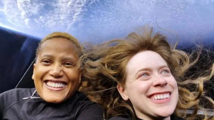 two women in space