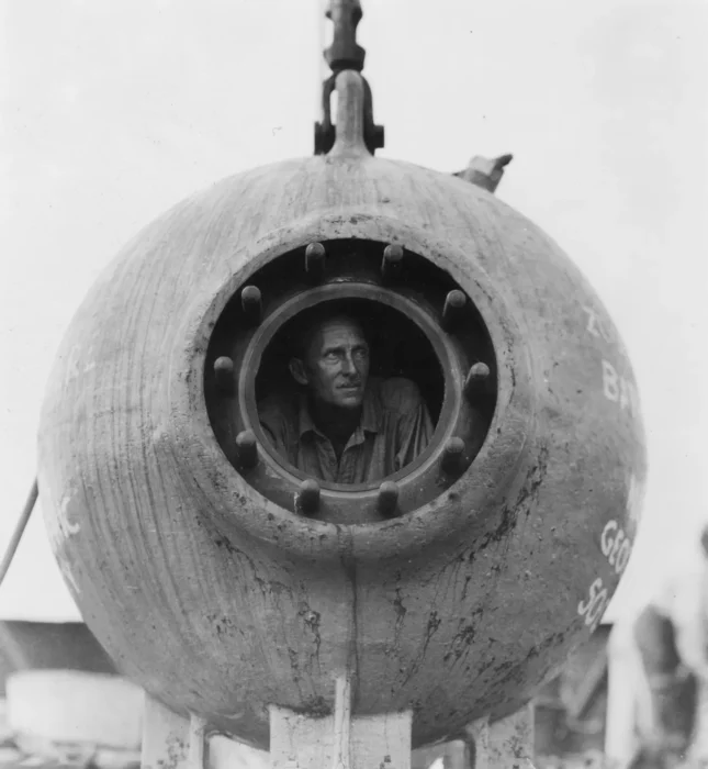 Beebe in the bathysphere