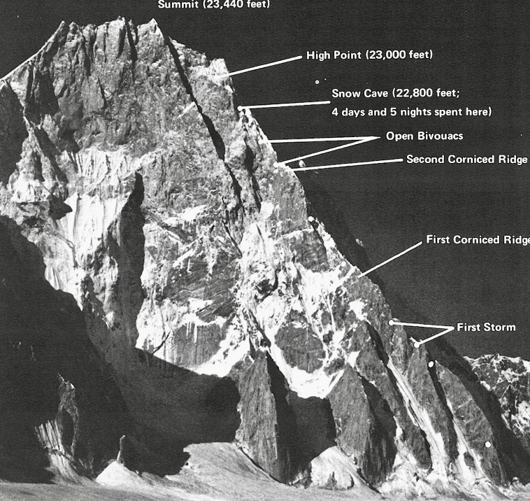 The American attempt in 1978 on Latok I, north ridge.