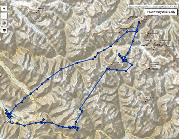 track on a map of the Karakoram