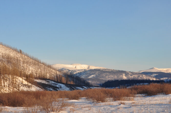 a low and snowy mountain