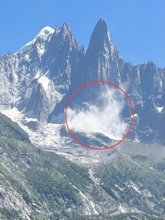 The Drus with a rockfall marked in a red circle