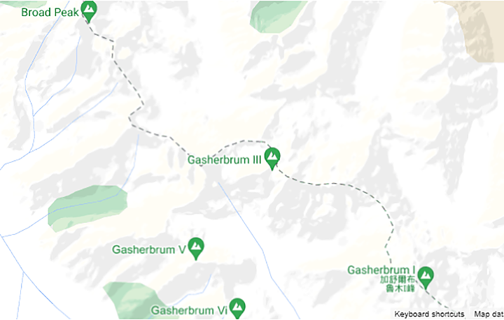 Google Maps image of the Gasherbrums