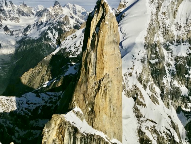 The Nameless Tower in 2023, when Mirco Grasso and Giacomo Mauri climbed 'Eternal Flame'.