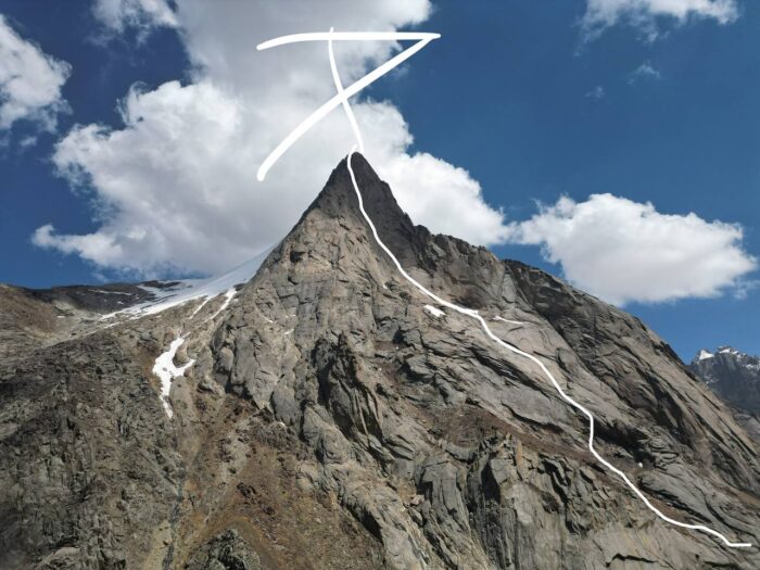 Topo and an "A" signature on a picture of Parus Peak