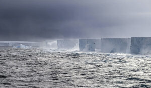 A23a, the world's largest iceberg in a stormy sea