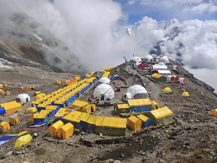 A partial image of Manaslu Base Camp. 