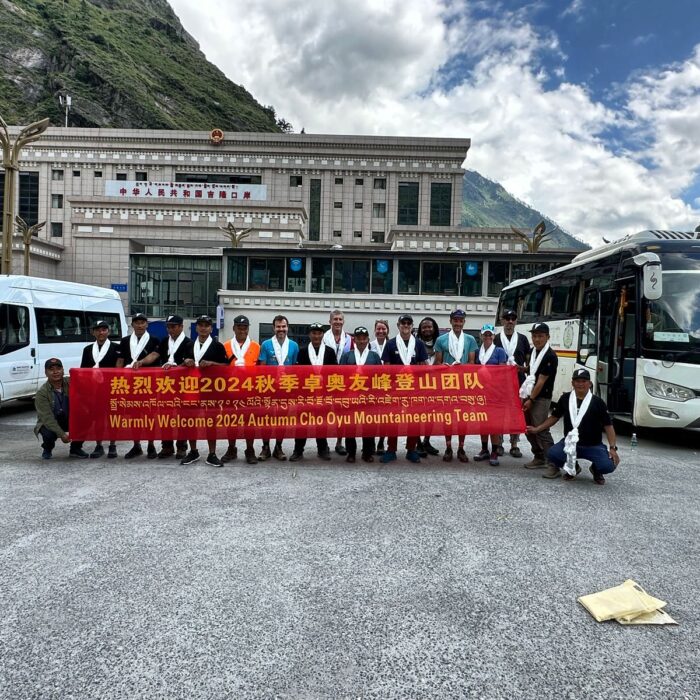 Furtenbach Adventures Cho Oyu expedition at the Chinese border on Wednesday. 