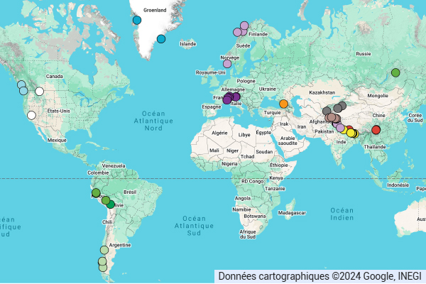 World map with circles marking ramakable climbing activities during 2023