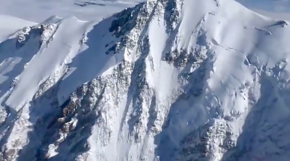 Frame from a video recorded from the helicopter flight today, carried out by the Aosta Valley Alpine Rescue service